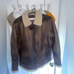 Men's Calvin Klein suede bomber with faux fur
